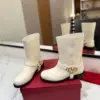 Valentino Women White Leather Mid-Calf Boots product view 6