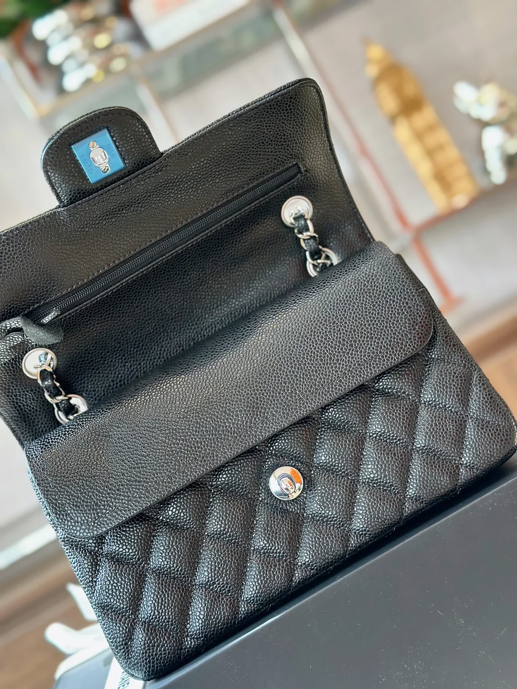 Chanel Classic Flap Small Black Silver Hardware 23 cm Bag product view 6