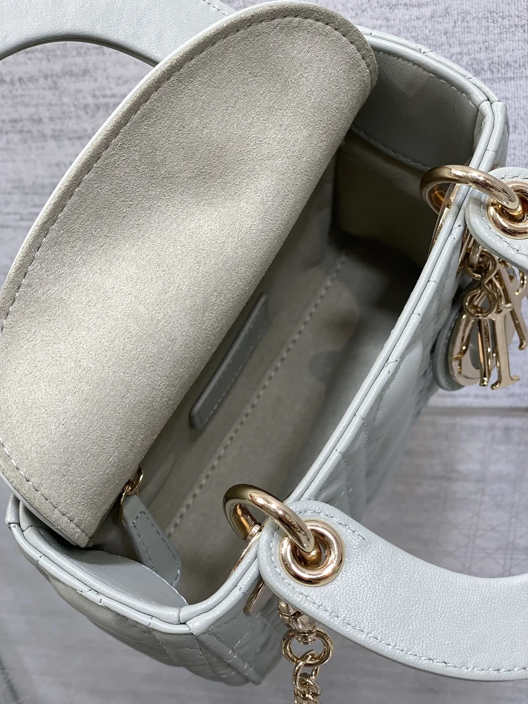 Dior Mini Lady Dior Bag in opaline gray product view 5