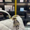 Chanel Handle Charm Handbags Lock Gold Demi White 20x12cm product view 3