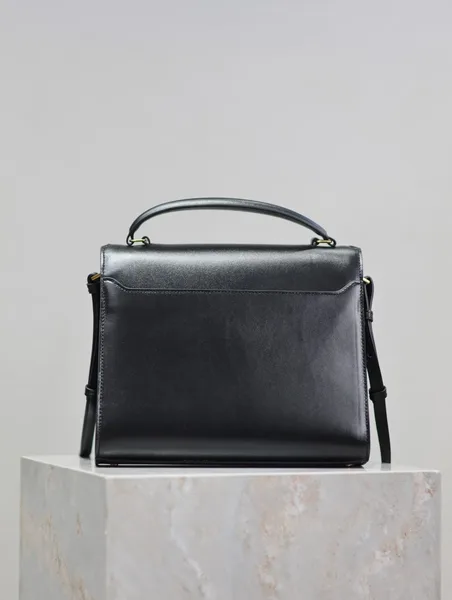 Saint Laurent Cassandra Top Handle Bag Medium Black Smooth Lambskin Gold Hardware product view 2