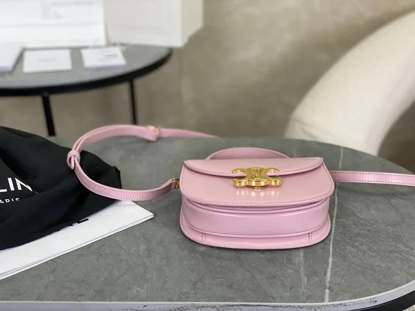 Celine Handle Shiny Wrinkled Leather Pink 15.5× .5x5cm Bag product view 2
