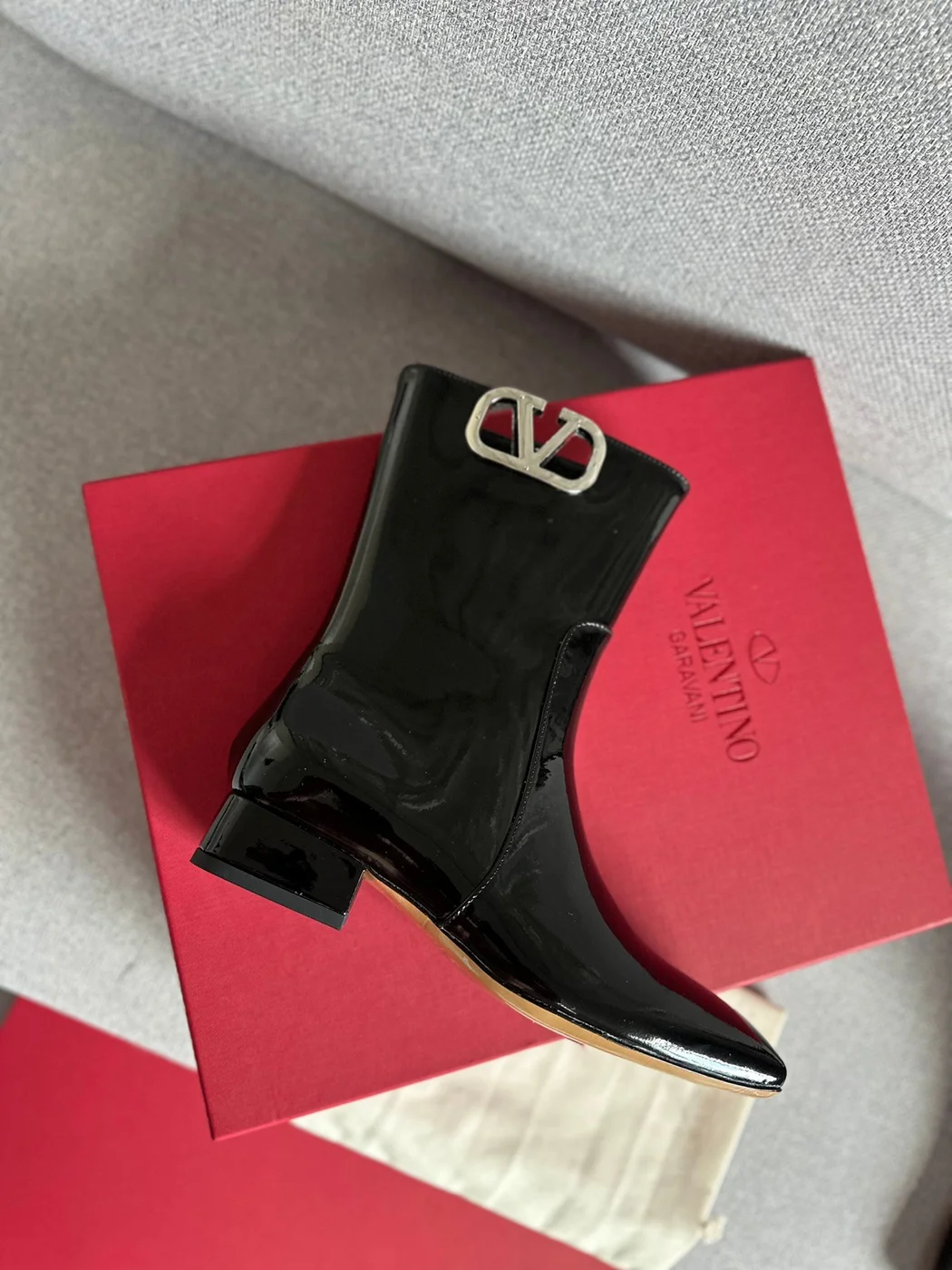 Valentino Women Black Patent Leather Boots product view 4