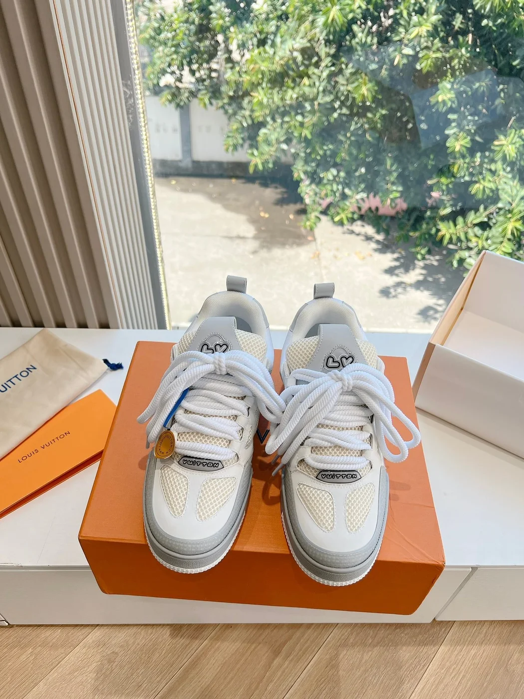 Louis Vuitton Women White Mesh And Leather Sneakers product view 5