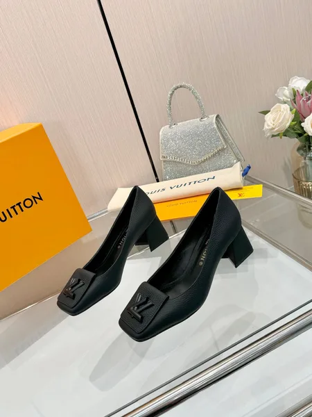 Louis Vuitton Women Black Leather Heels product photo
