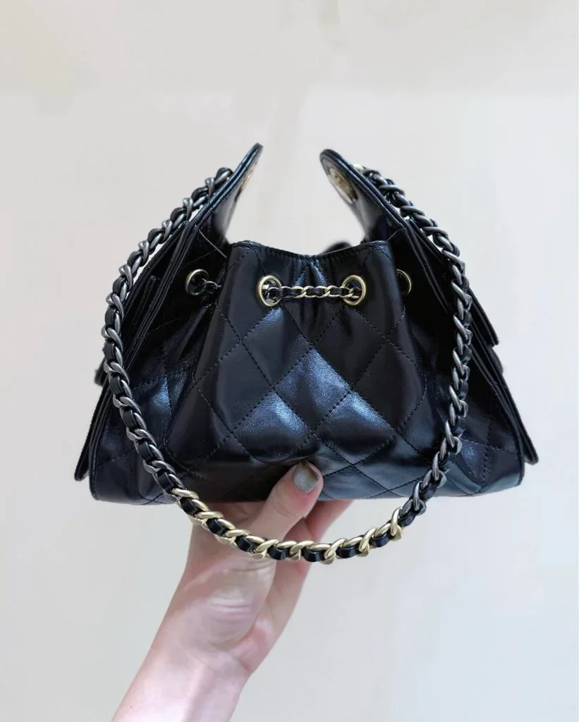 Chanel 25 mini Gold Silver Chain Black Bag product view 3
