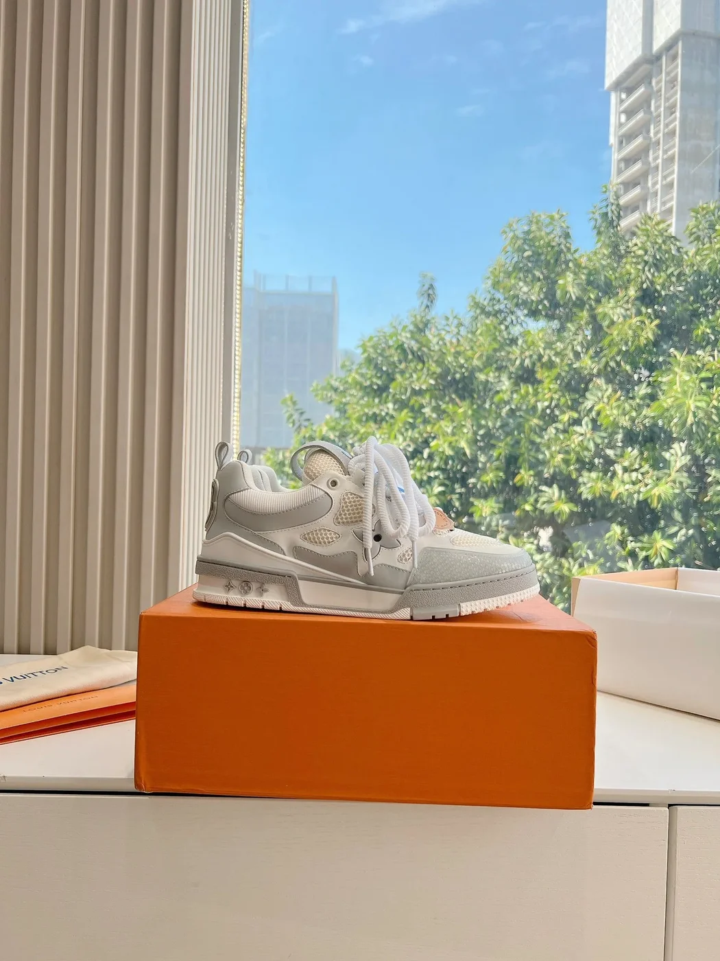 Louis Vuitton Women White Mesh And Leather Sneakers product view 2