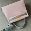 Hermès Kelly 25 Rose Sakura  Gris Perle Chèvre Epsom Leather Gold Hardware Bag product view 5