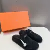 Hermès Women Black Fuzzy Fabric Mules product view 5