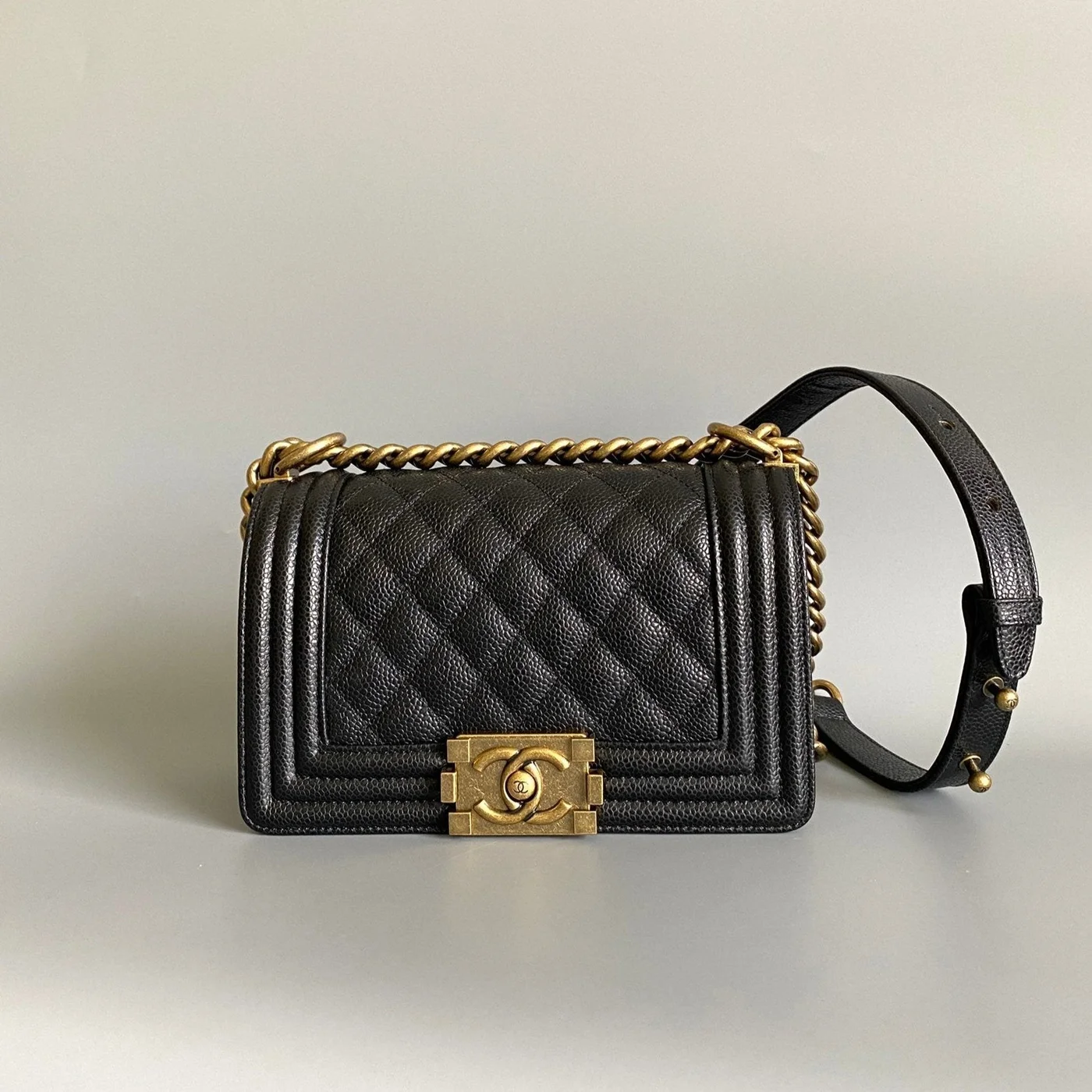 Chanel Small Boy Bag 20 In Black Lambskin Gold Hardware product view 1