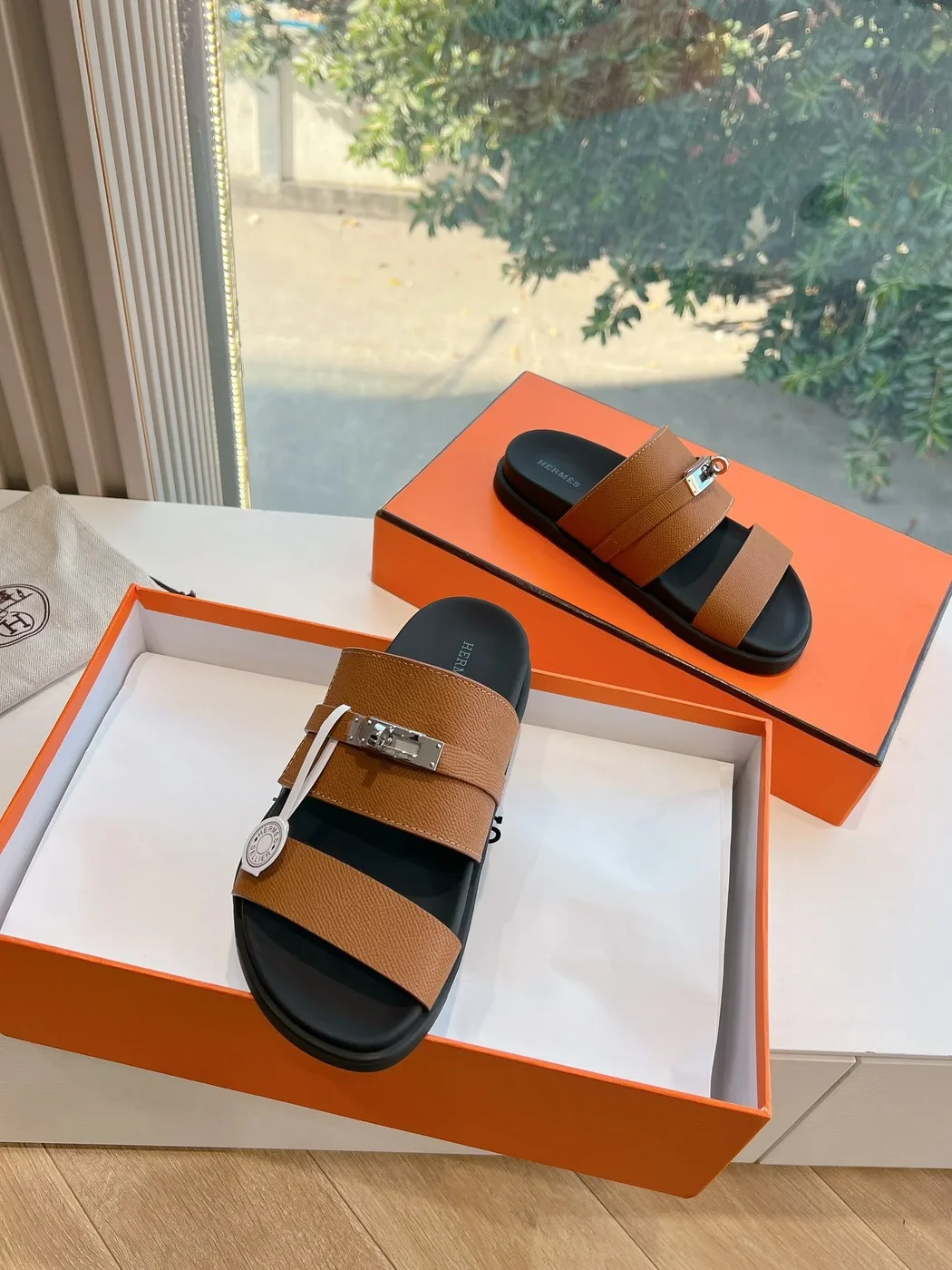 Hermès Women Brown Leather Straps Sandals product view 4