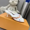 Louis Vuitton Women White Multicolor Leather Heels product view 3