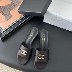 Chanel Women Dark Brown Satin Mules product photo