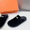 Hermès Women Black Suede Leather Slippers product view 4