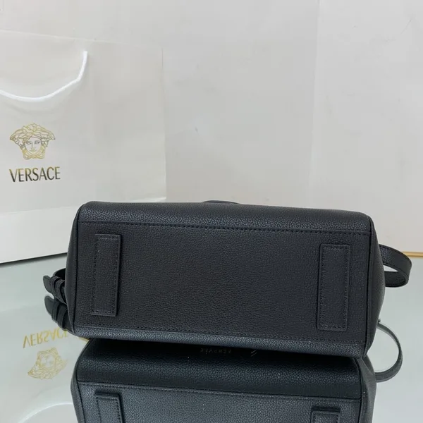 Versace La Medusa medium top handle bag in black grained leather product view 8