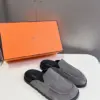 Hermès Women Gray Suede Slip-On Loafers product view 5