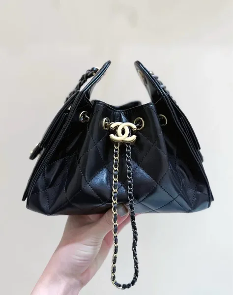 Chanel 25 mini Gold Silver Chain Black Bag product view 7