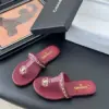 Chanel Women Burgundy Leather Chain Detail Slides product view 6
