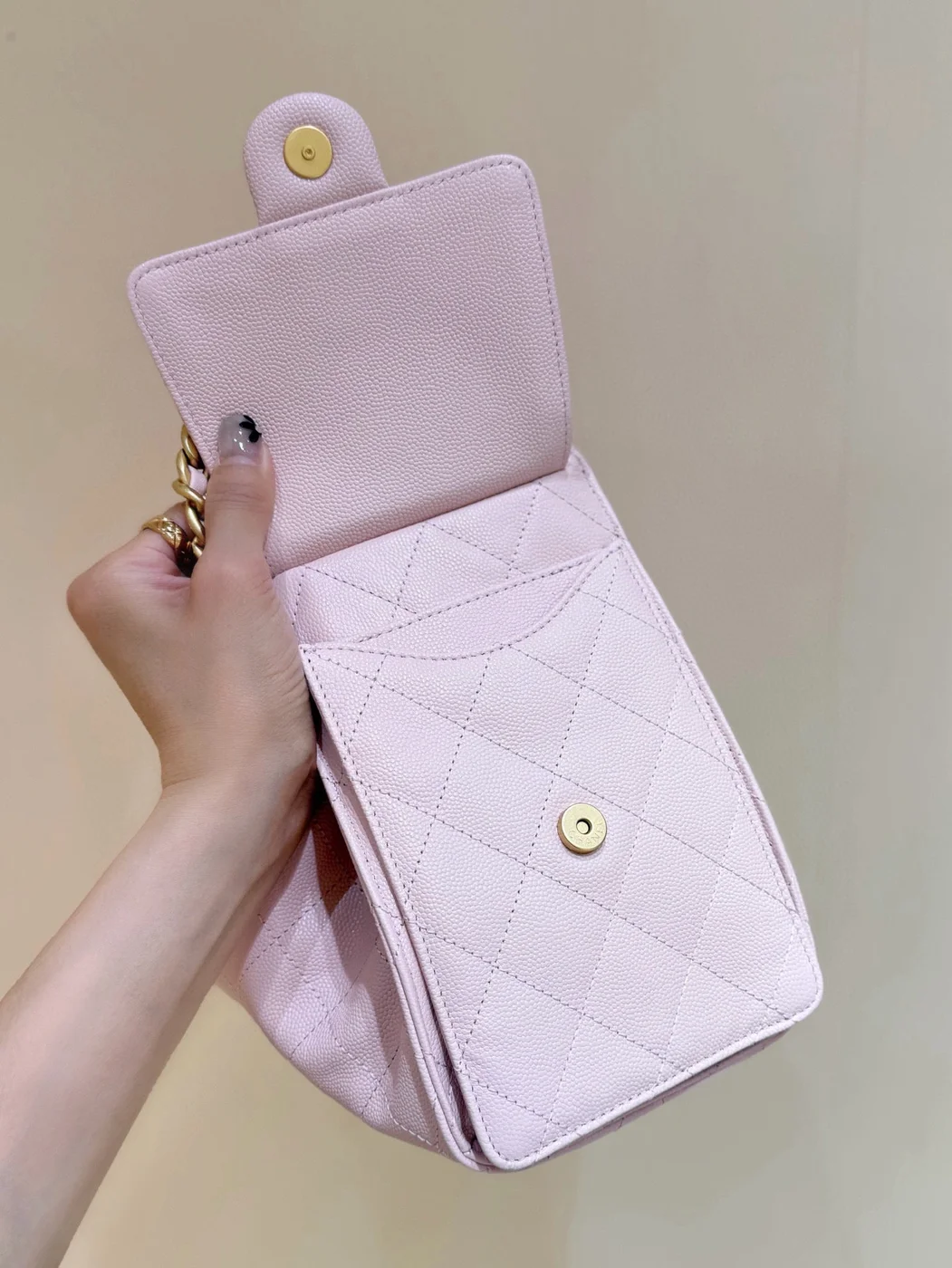 Chanel 25 Handbag In Pastel Pink With Gold Hardware product view 7