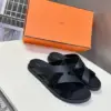 Hermès Women Black Leather Suede Sandals product view 3