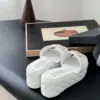 Chanel Women White Quilted Leather Slides product view 2