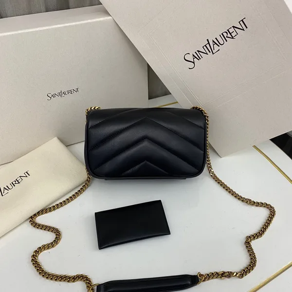 Saint Laurent Loulou medium in Matelassé Lambskin Black Bag product view 3