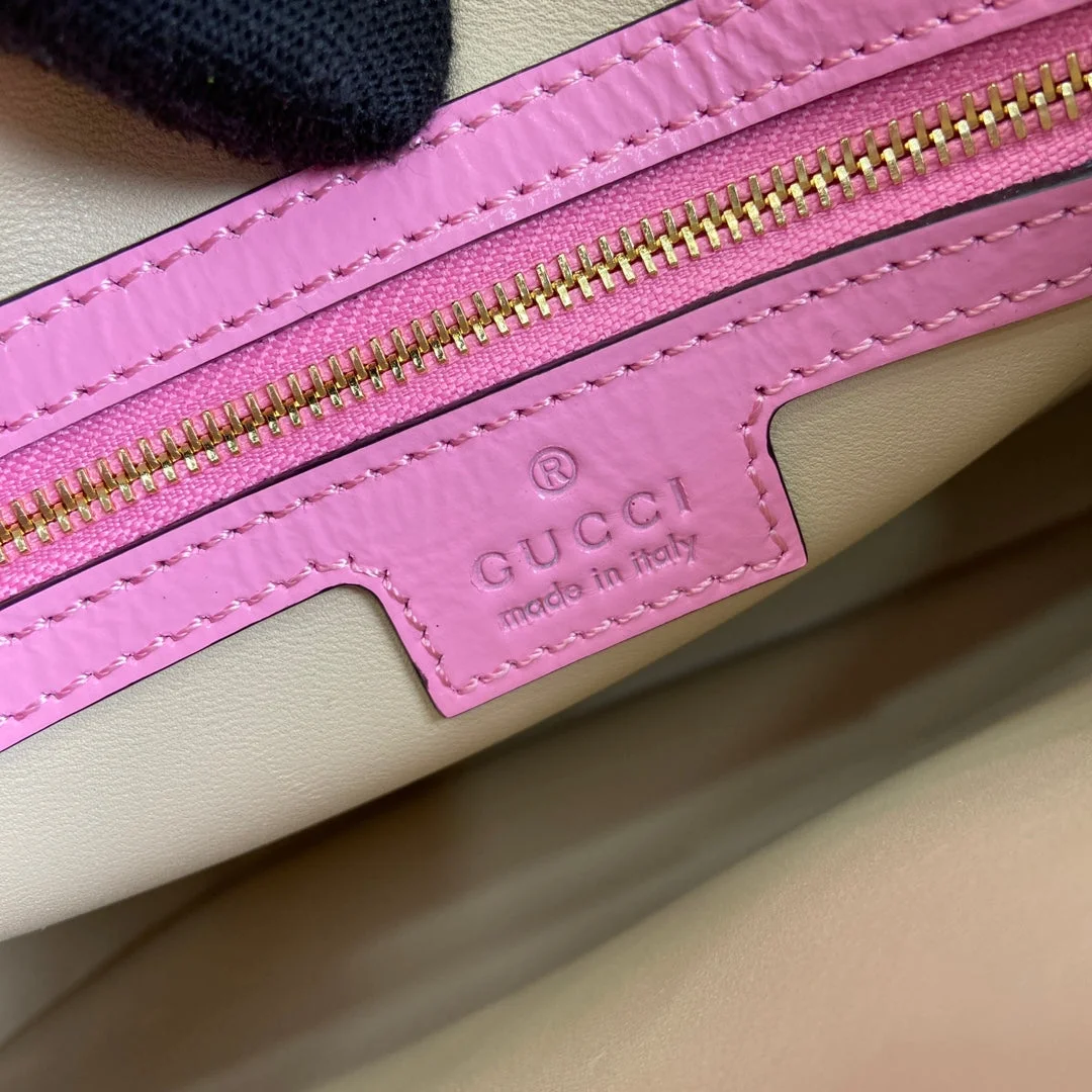 Gucci Jackie Small Shoulder Bag 27 In Pink Cracked Lacquer Calfskin Gold Hardware product view 4