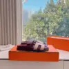 Hermès Women Burgundy Leather Pink Accent Sandals product view 2