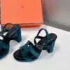 Hermès Women Dark Green Suede Sandals product view 4