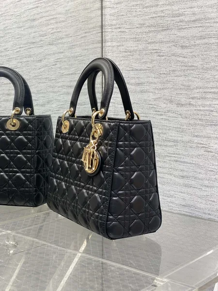 Dior Medium Lady Bag 24 In Black Gold Hardware product view 4