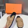 Hermès Women Beige Suede Buckle Mules product view 3