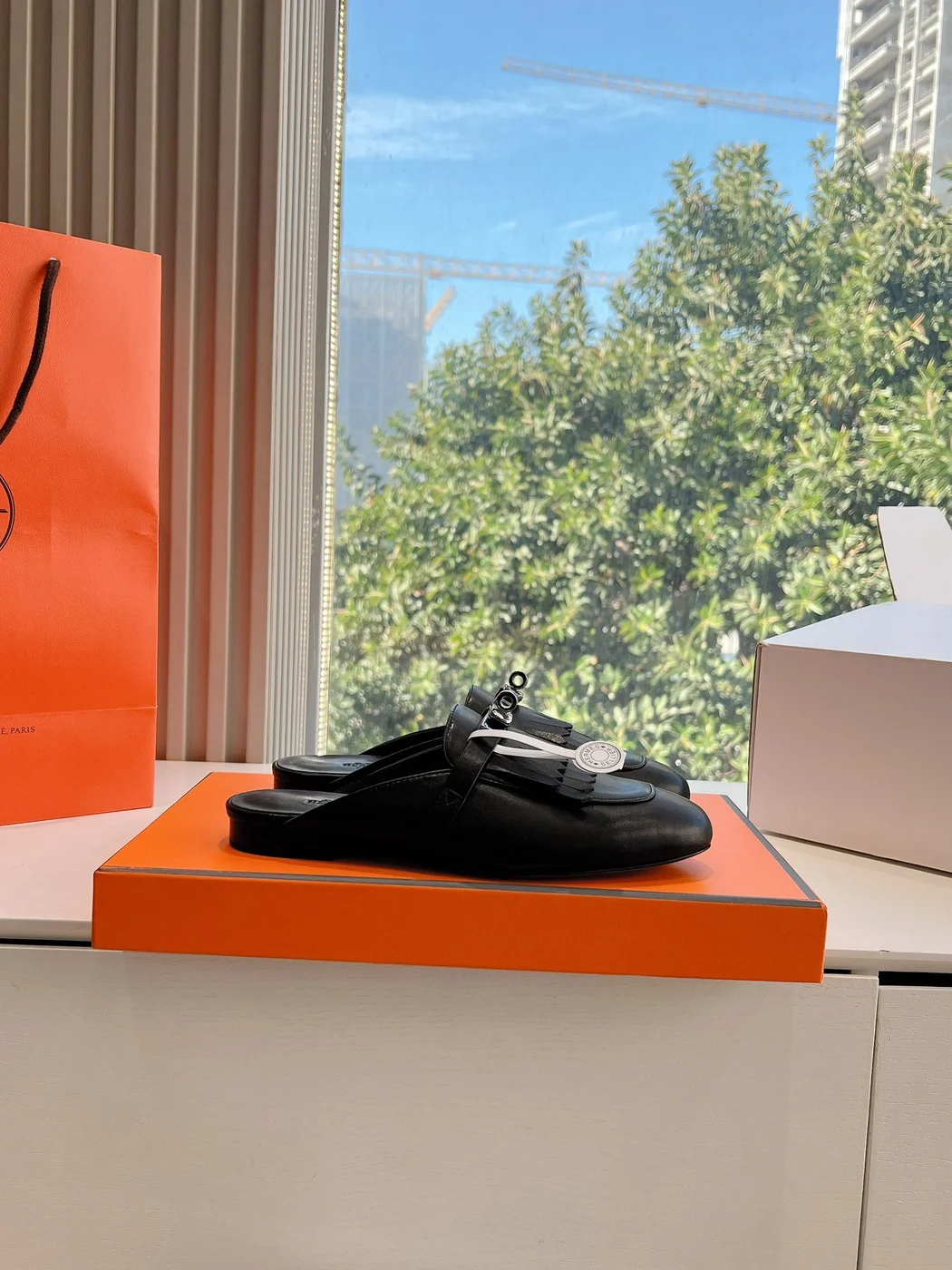 Hermès Women Black Leather Mules product view 6