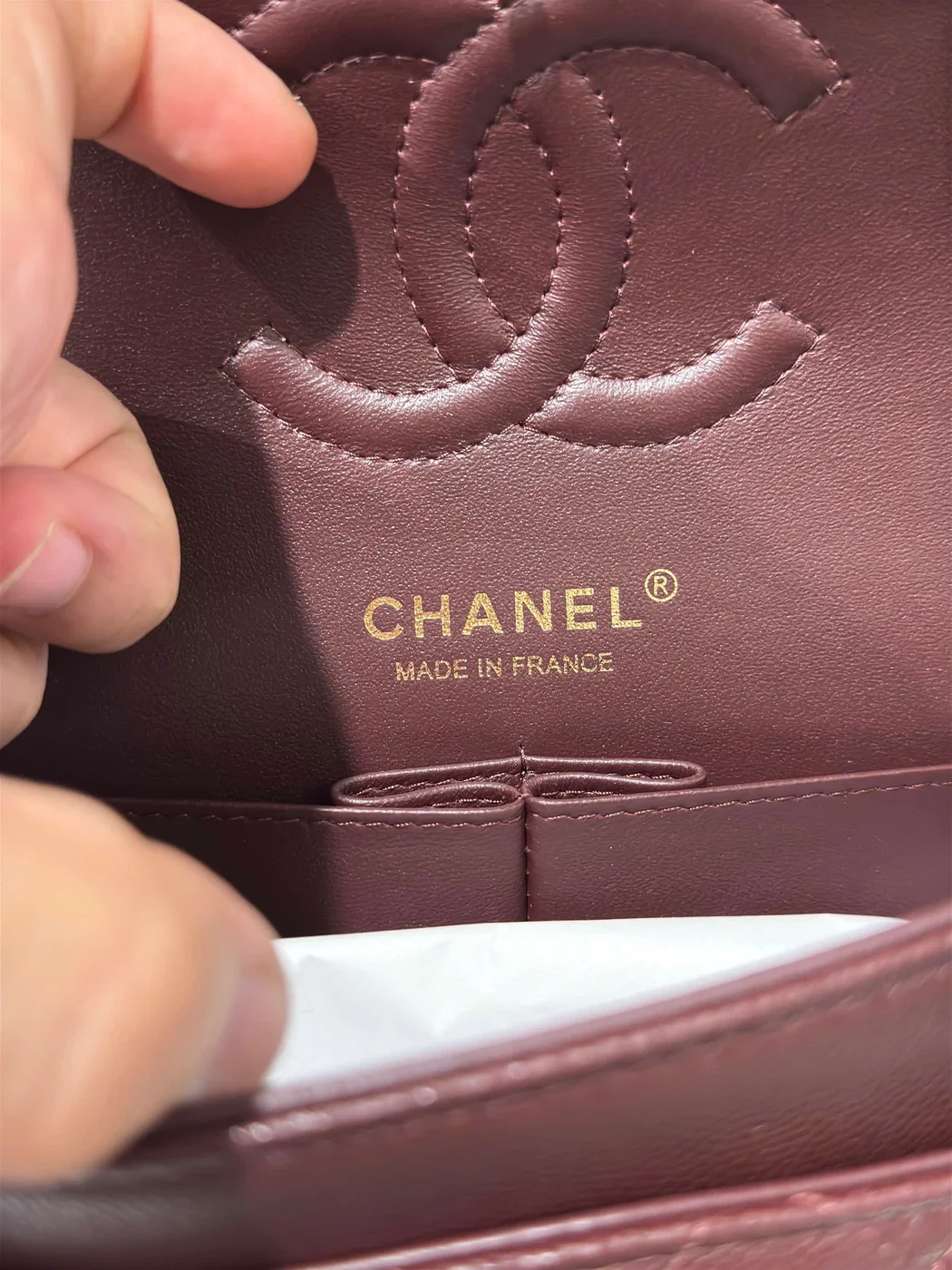 Chanel Classic Plum Red Color Handbags With Lock Gold 25 cm product view 2