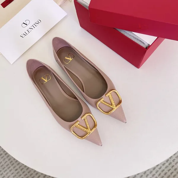 Valentino Women Pink Leather Pointed Flats product photo