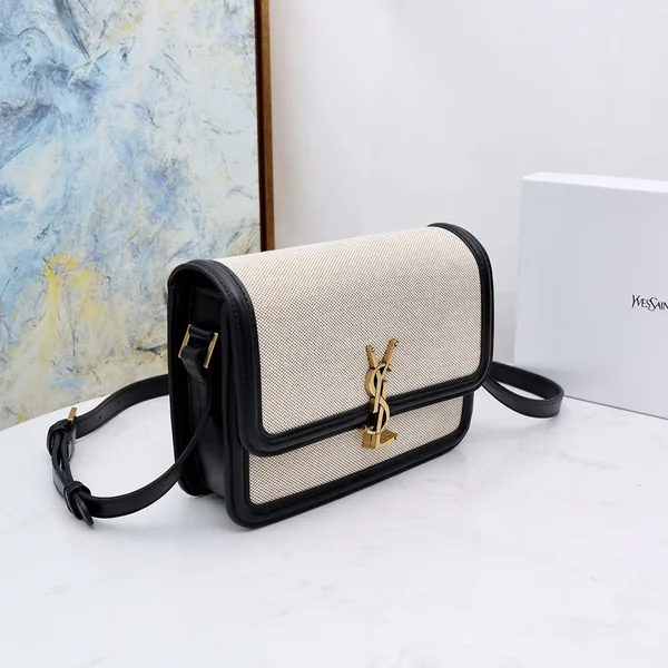 Saint Laurent Solferino Medium Shoulder Bag with Contrast Trim product view 6