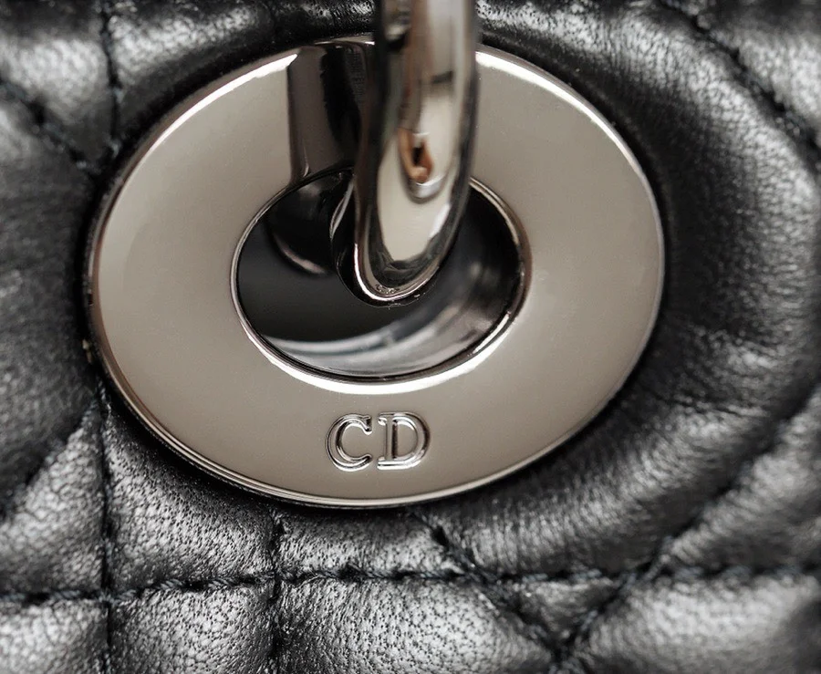 Dior My Lady Women’s Handbag Black Silver Lock 20x16cm product view 4