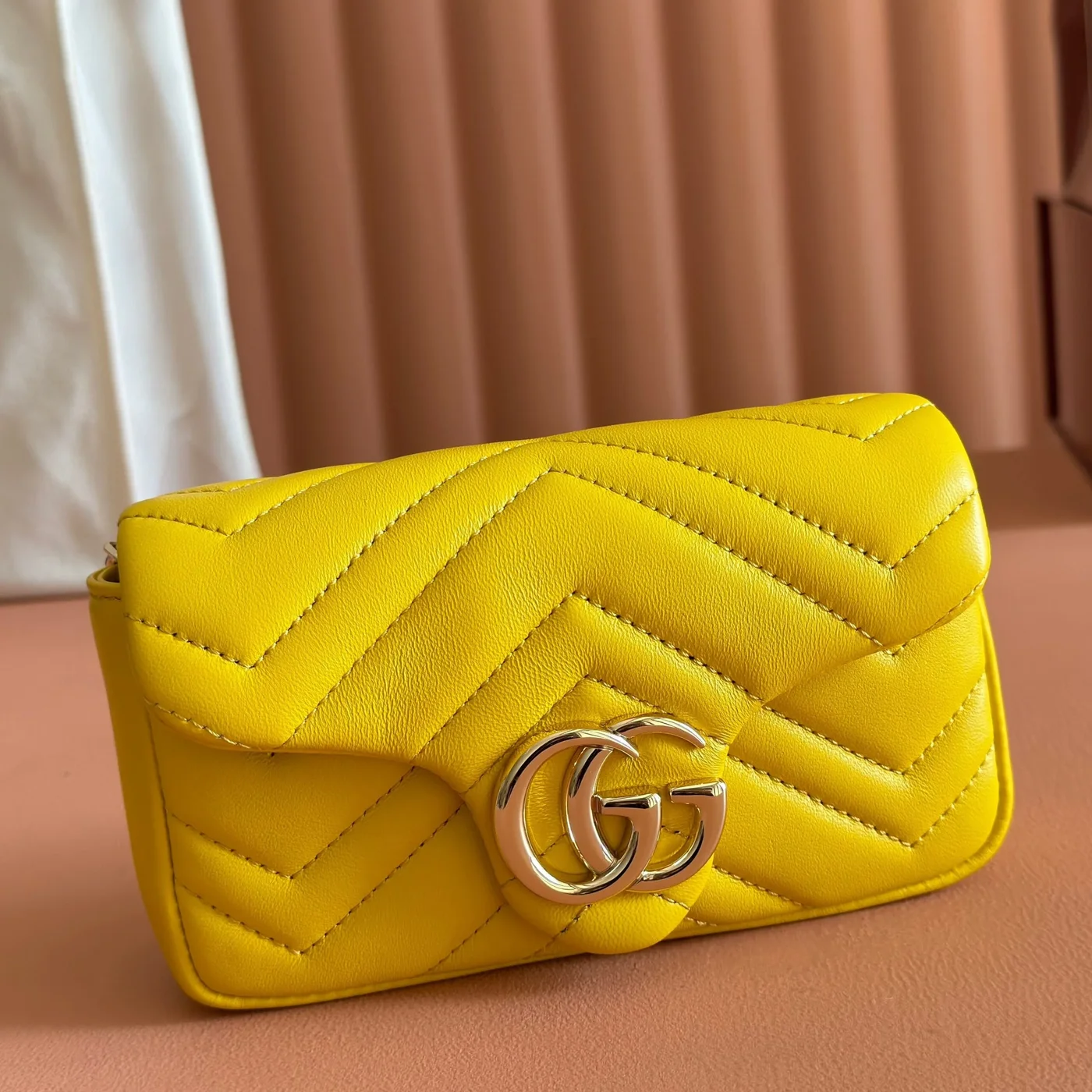 Gucci GG Marmont Bag 16 In Yellow Lambskin product view 2