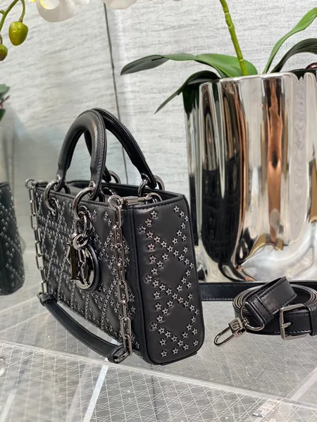 Dior D-Joy Premium Black Handbag With Star Studs 26 cm product view 3