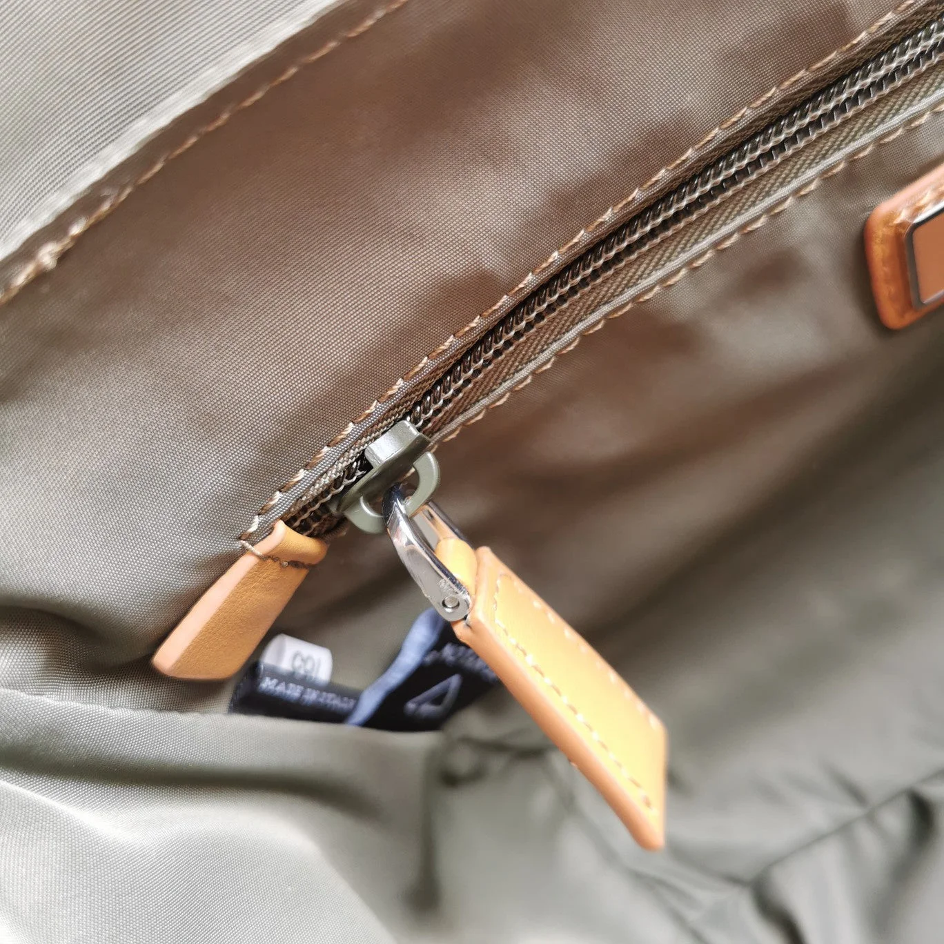 Prada Messenger Bag 20 In Khaki Green Re-Nylon And Brown Calfskin Trim product view 8