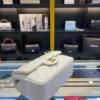 Chanel Handle Charm Handbags Lock Gold Demi White 20x12cm product view 8