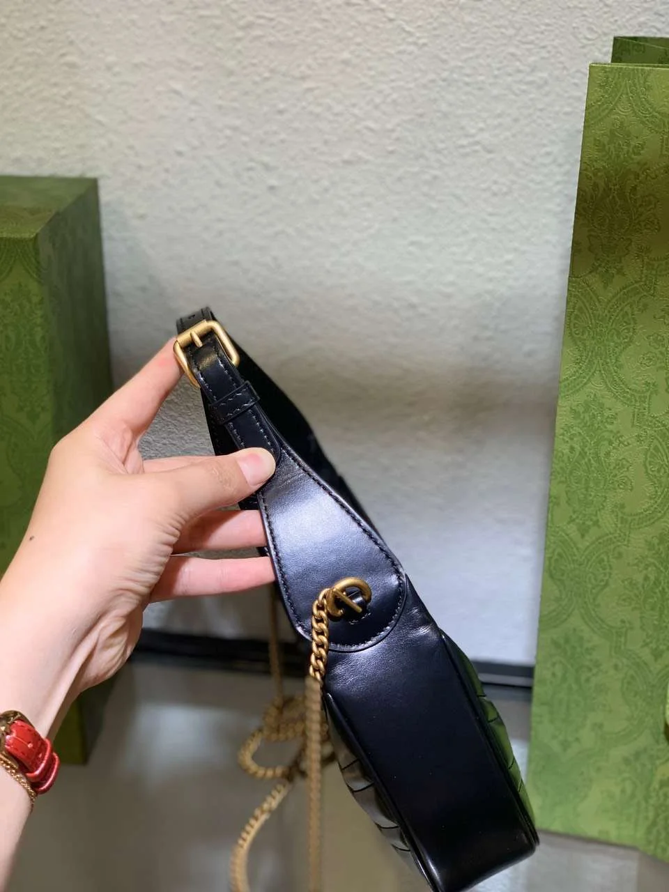 Gucci GG Marmont Half Moon Handbag Black 24 cm product view 2