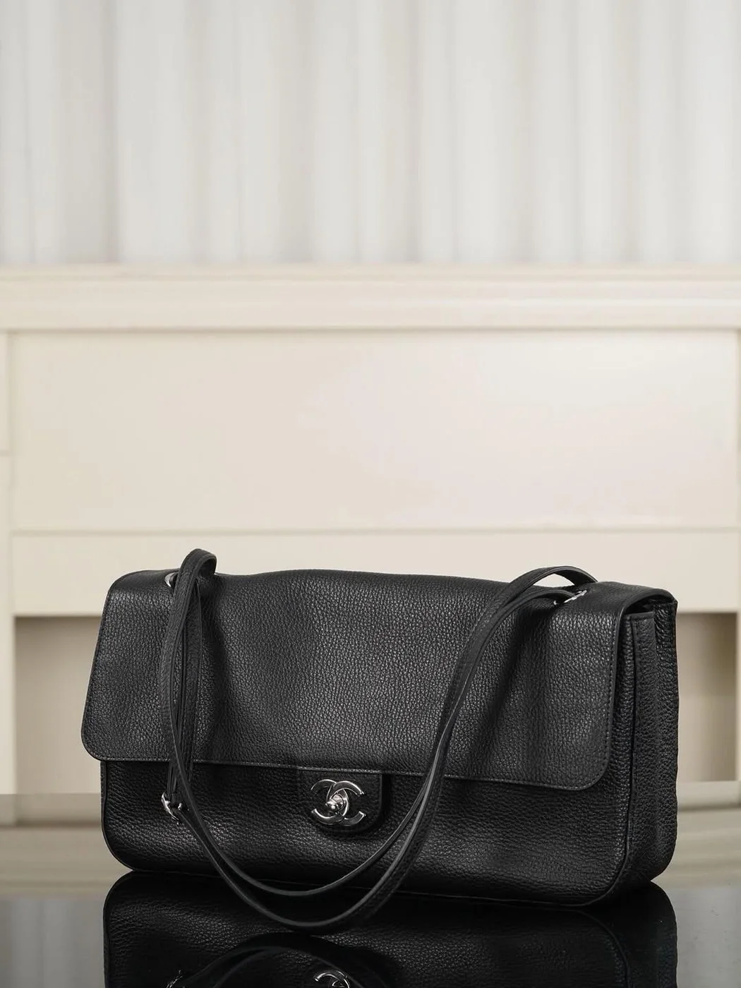 Chanel Maxi Flap 32 Black Silver Hradware Bag product view 6