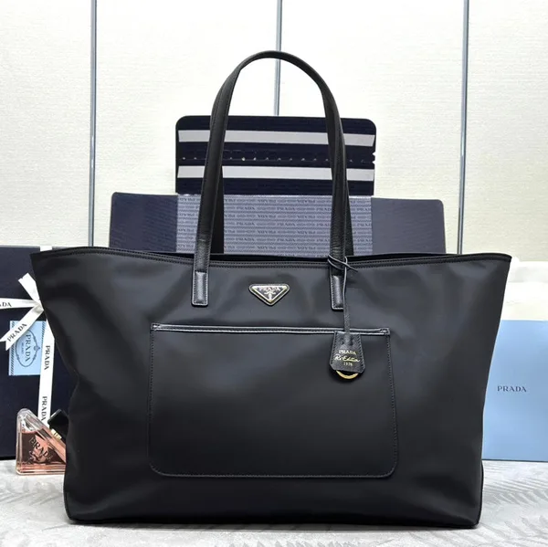 Prada Classic Tote Bag 43 In Black Re-Nylon Fabric product view 1