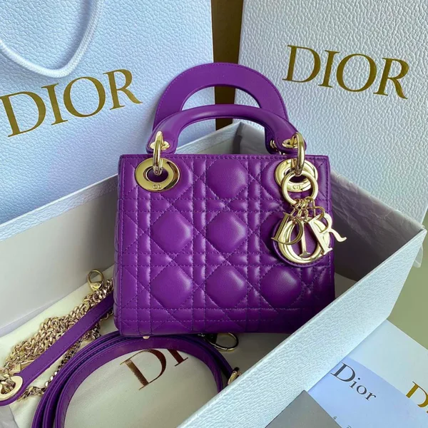 Dior Lady Mini Women’s Handbag Purple Cowhide 17 cm product view 1