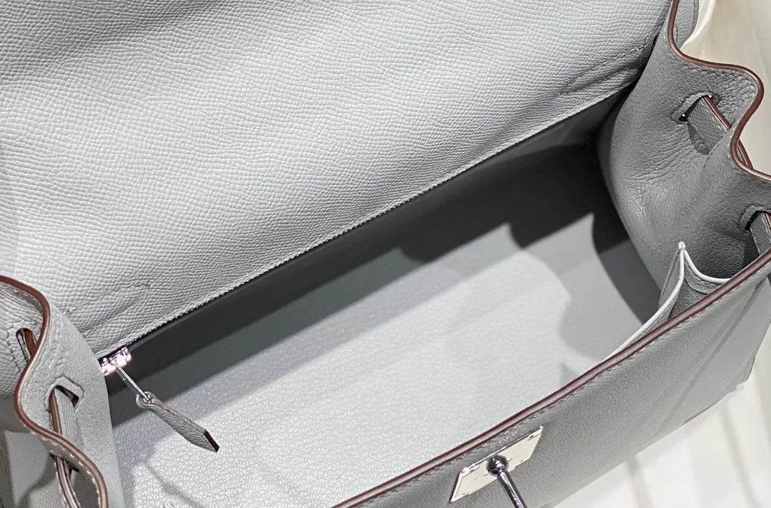 Hermès 28 Sellier in Bleu Glacier Epsom leather Bag product view 6