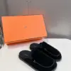 Hermès Women Black Suede Slippers product view 5