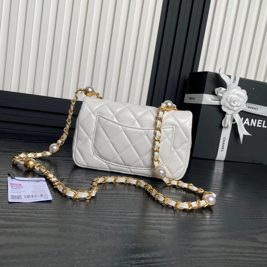 Chanel Mini Flap Bag Top Handle Pearl Chain product view 6