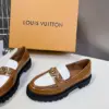 Louis Vuitton Women Brown White Leather Loafers product view 4