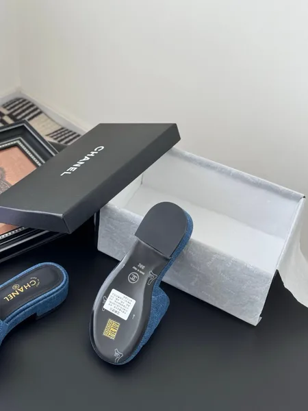 Chanel Women Blue Denim Slides product view 4