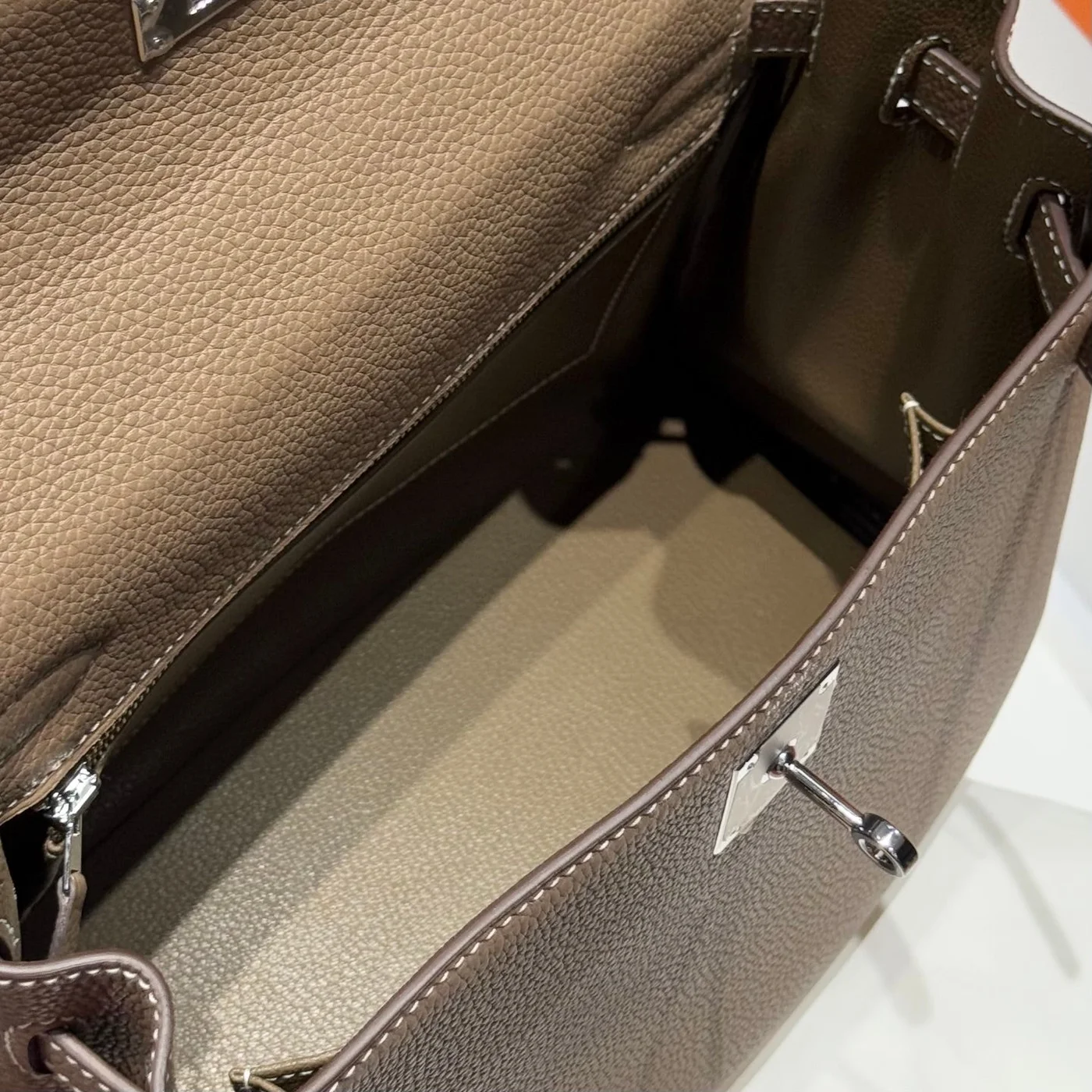 Hermès Kelly 28 In Etoupe Togo Silver Hardware Bag product view 3